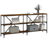 Console Table Smoked Oak 180x30x75 cm Engineered Wood and Iron 832855