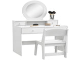Kids Dressing Table Set Kids Make up Table with Stool and Mirror, Storage Drawers, Gift for Aged 3-8 T3398P422148