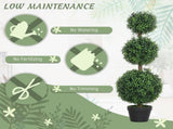 Set of 2 Decorative Artificial Trees, Topiary Ball-shaped Boxwood Trees in Pot, Fake Plants for Home T3398P343145