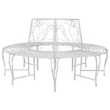 Tree Bench 8-Seater 160 x 89 cm Steel Antique White Round 42029535