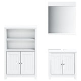 3 Piece Bathroom Furniture Set BERG White Solid Wood Pine 3206498