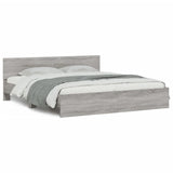 Bed Frame Grey Sonoma Engineered Wood, Plywood Double Durable 3207460