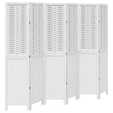 Room Divider 6 Panels White Solid Wood Paulownia 358730