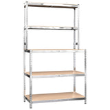 ZNTS 5-Layer Work Table with Shelves Silver Steel&Engineered Wood 152875
