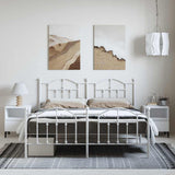 Metal Bed Frame without Mattress with Footboard White 183x213cm 353511