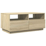 Coffee Table with LED Lights Sonoma Oak 90x49x40 cm 839835