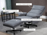 Swivel Recliner Chair and Footstool, Upholstered Massage Recliner Armchair with Remote Control, T3398P343286