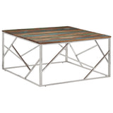 Coffee Table Silver Stainless Steel and Solid Wood Reclaimed 349960