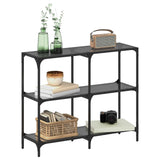 Console Table with Black Glass Top 98x30x81 cm Steel 846029