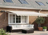 Manual Retractable Awning with LEDs Light Grey and White 3425700