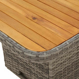Garden Table Grey 110x110x71 cm Poly Rattan and Acacia Wood 368273