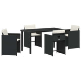 Garden Dining Set with Cushion 5 pcs Black Poly Rattan 3379973