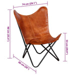 Butterfly Chair Brown Real Leather 243728
