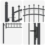 Fence Gate with Spikes Grey 150 x 100 cm Powder-coated steel 42008989