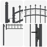 Fence Gate with Spikes Grey 150 x 100 cm Powder-coated steel 42008989