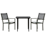 3 Piece Garden Dining Set Black Steel and Textilene 3200718