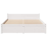 Bed Frame without Mattress White 135x190 cm Double Solid Wood Pine 3301679