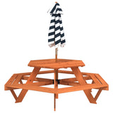 Picnic Table for 6 Kids with Umbrella Hexagon Solid Wood Fir 3281628