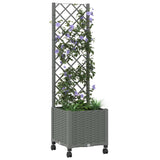 Garden Planter with Trellis&Wheels Light Grey 40 x 40 x 146 cm 3422922