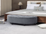 Velvet-Feel Half Circle Storage Ottoman - Dark Grey T3398P328272