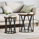 Coffee Table 2 pcs Smoked Oak Engineered Wood and Steel 868263