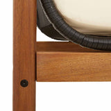 Garden Bench with Cushion Black Poly Rattan Acacia 366299