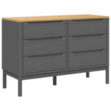 Chest of Drawers "FLORO" Grey Solid Wood Pine 374013