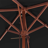 Garden Parasol with Wooden Pole Black 150x200 cm 313884