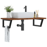 Basin Shelf Wall Mounted Steel and Solid Wood Oak 3302407