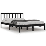 Bed Frame without Mattress Black Solid Wood Pine 150x200 cm King Size 3105080