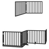 Dog Gate with Door Foldable 6 Panels Black 480 cm Poplar Wood 3155569