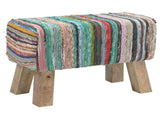 Bench 60 x 30 x 45 cm Real Leather Multicolour 42042110