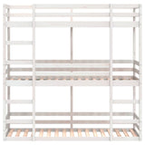 Triple Bunk Bed without Mattress White 90x200 cm Solid Wood Pine 3284255