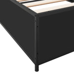 ZNTS Bed Frame Black 75x190 cm Small Single Engineered Wood and Metal 845121