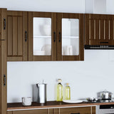 Kitchen Wall Cabinet with Glass Door Lucca Brown Oak Engineered Wood 853854