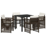 Garden Dining Set 5 pcs Brown Powder-Coated Steel 3380657