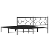 Metal Bed Frame without Mattress with Headboard Black 180x200cm 376230
