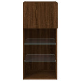 TV Cabinet with LED Lights Brown Oak 40.5x30x90 cm 837055