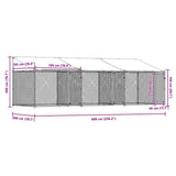 Dog Cage with Roof and Doors Grey 6x2x2 m Galvanised Steel 3209564