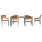 Garden Dining Set 7 pcs Grey and brown Solid acacia wood 3284349