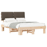 Bed Frame with Upholstered Headboard Taupe 150 x 200 cm 877272