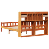 ZNTS Bookcase Bed without Mattress Wax Brown 150x200 cm King Size Solid Wood Pine 3322191