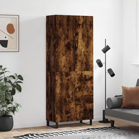 Highboard Smoked Oak 69.5x34x180 cm Engineered Wood 3195928