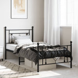 Metal Bed Frame without Mattress with Footboard Black 90x190cm 374349