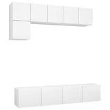 5 Piece TV Cabinet Set White Engineered Wood 3078693
