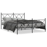 Metal Bed Frame without Mattress with Footboard Black 150x200cm 376522