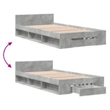 Bed Frame with Drawer without Mattress Concrete Grey 90x200 cm 3280800