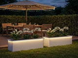 Garden Planter with LED 2 pcs White 30 x 100 x 30 cm Steel 8008115