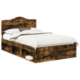Bed Frame Smoked Oak 120 x 190 cm Solid Pine Wood 3413339