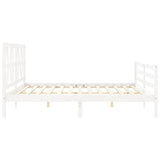 Bed Frame without Mattress White 200x200 cm Solid Wood 3194397